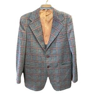 Vtg H Bar C California Ranchwear Western Blazer Tweed Plaid Suit Jacket sz 44L